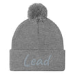 Lead In Silver Embroidery on Pom Pom Beanie