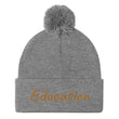 Education In Copper Embroidery on Pom Pom Beanie