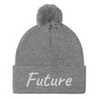 Future In Pearl Embroidery on Pom Pom Beanie