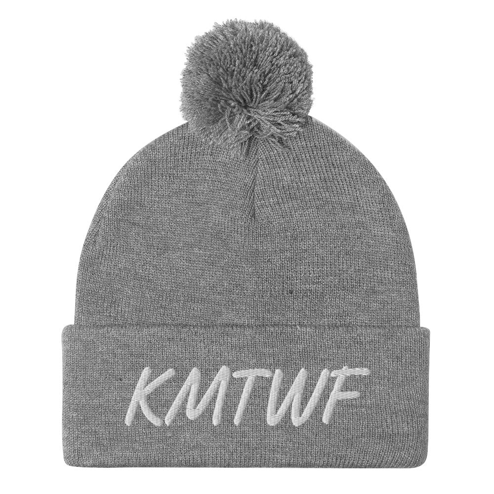 KMTWF In Pearl Embroidery on Pom Pom Beanie