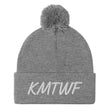 KMTWF In Pearl Embroidery on Pom Pom Beanie