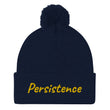 Persistence In Gold Embroidery on Pom Pom Beanie