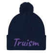 Truism In Amethyst Embroidery on Pom Pom Beanie