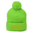 KMTWF In Gold Embroidery on Pom Pom Beanie