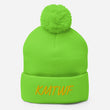 KMTWF In Gold Embroidery on Pom Pom Beanie