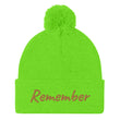 Remember In Celluloid Embroidery on Pom Pom Beanie