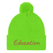 Education In Copper Embroidery on Pom Pom Beanie