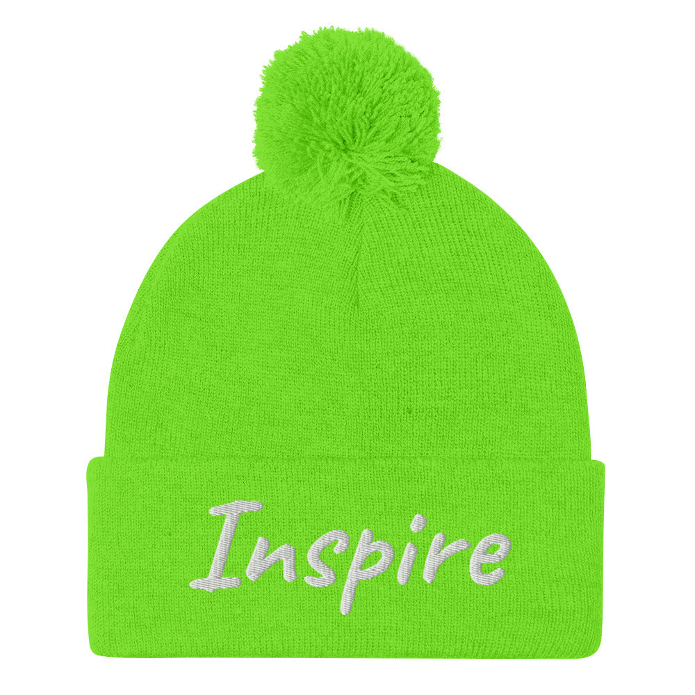 Inspire In Diamond Embroidery on Pom Pom Beanie