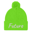 Future In Pearl Embroidery on Pom Pom Beanie