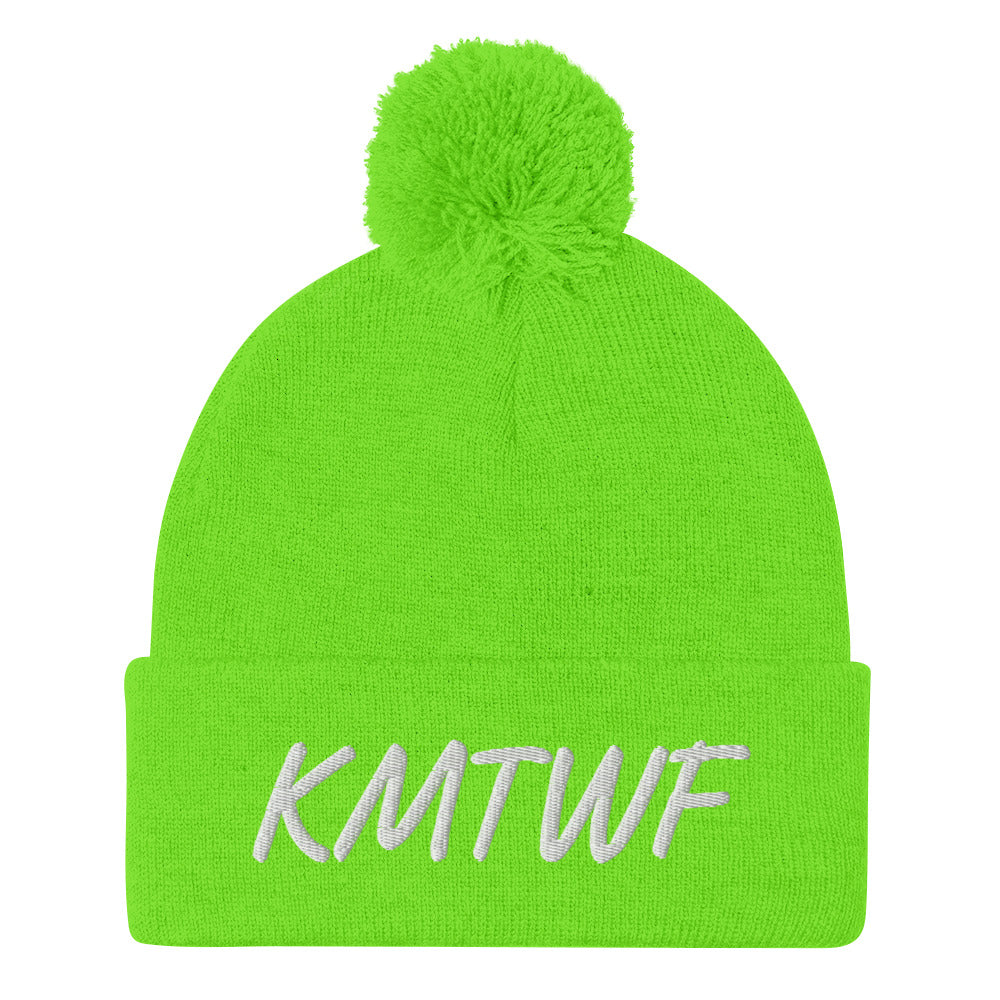 KMTWF In Pearl Embroidery on Pom Pom Beanie