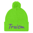 Truism In Amethyst Embroidery on Pom Pom Beanie