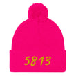 5813 In Gold Embroidery on Pom Pom Beanie