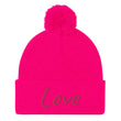 Love In Star Rose Quartz Embroidery on Pom Pom Beanie