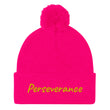 Perseverance In Gold Embroidery on Pom Pom Beanie