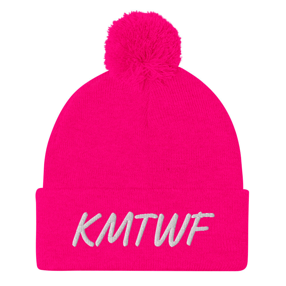 KMTWF In Pearl Embroidery on Pom Pom Beanie