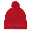 Motivation In Star Rose Quartz Embroidery on Pom Pom Beanie