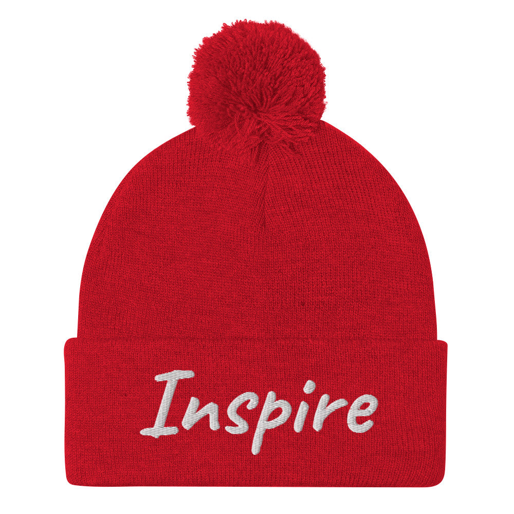 Inspire In Diamond Embroidery on Pom Pom Beanie