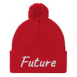 Future In Pearl Embroidery on Pom Pom Beanie