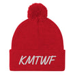 KMTWF In Pearl Embroidery on Pom Pom Beanie