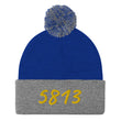 5813 In Gold Embroidery on Pom Pom Beanie