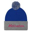 Motivation In Star Rose Quartz Embroidery on Pom Pom Beanie