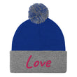 Love In Star Rose Quartz Embroidery on Pom Pom Beanie