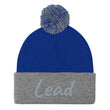 Lead In Silver Embroidery on Pom Pom Beanie