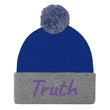 Truth In Amethyst Embroidery on Pom Pom Beanie