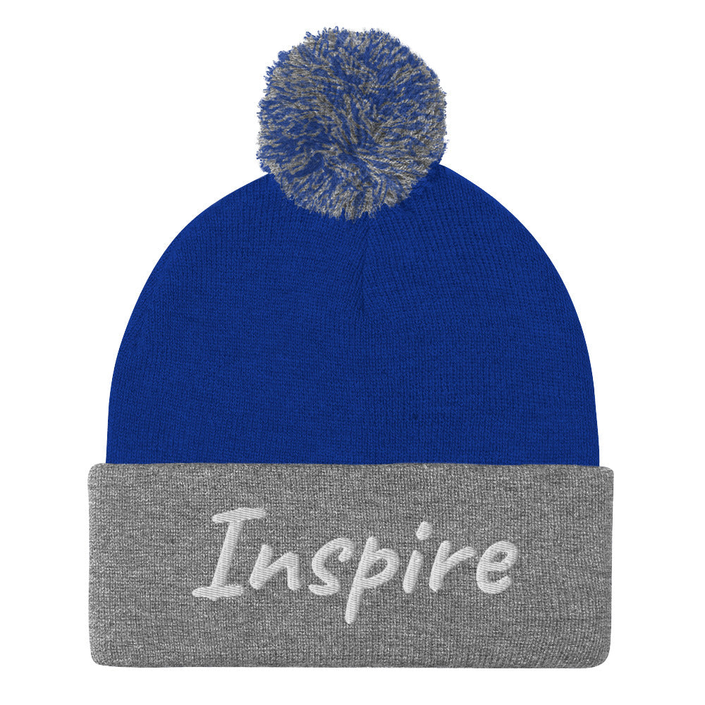 Inspire In Diamond Embroidery on Pom Pom Beanie