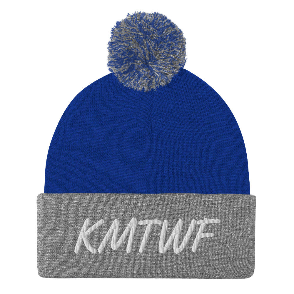 KMTWF In Pearl Embroidery on Pom Pom Beanie