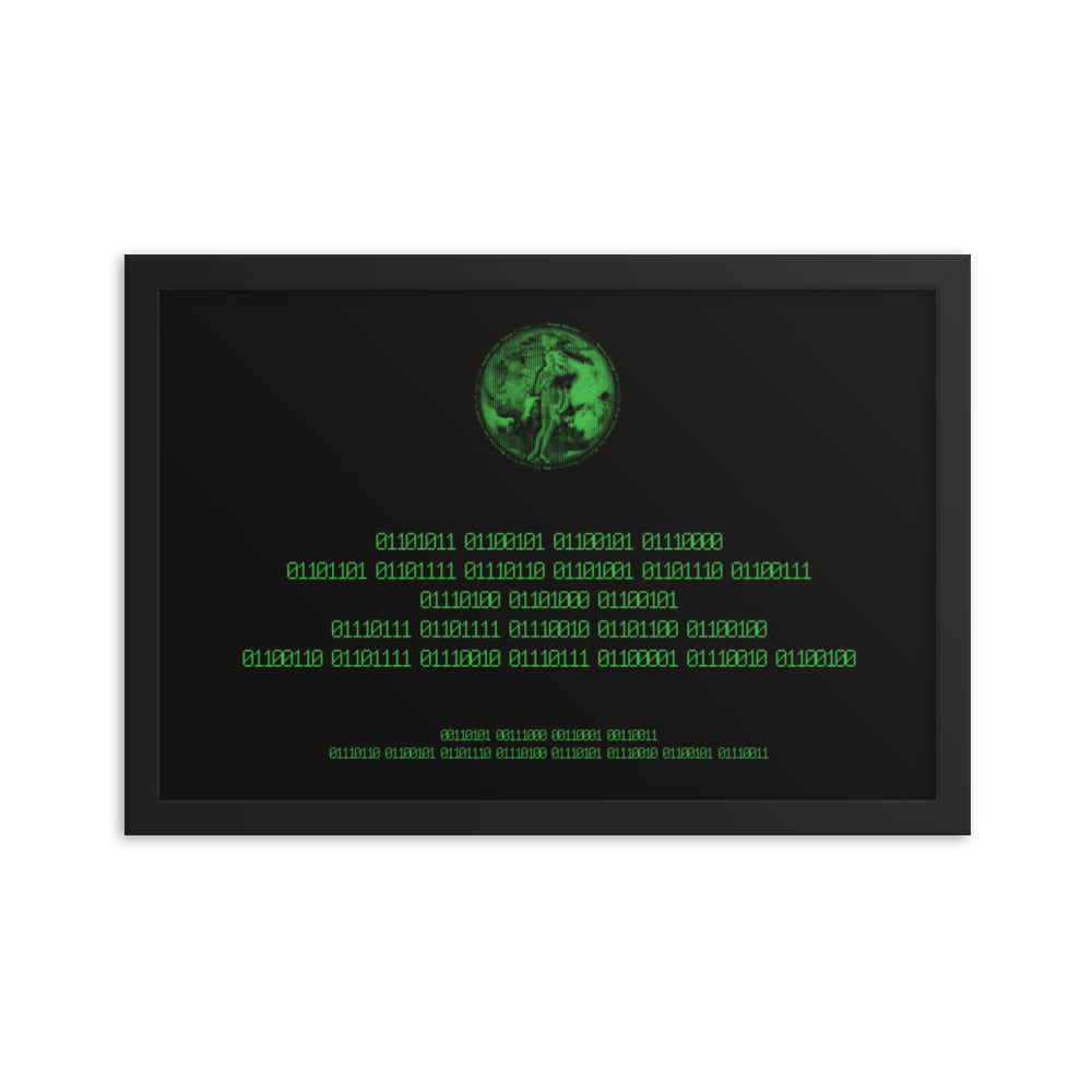 Binary Instructions To Keep Moving The World Forward With Venusian Earth In Green on Premium Luster Photo Paper Poster - Framed