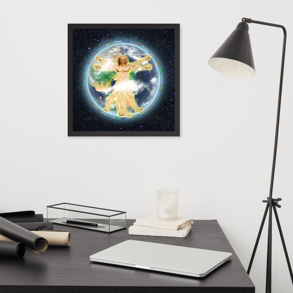 Vitruvian Earth on Premium Luster Photo Paper Poster - Framed