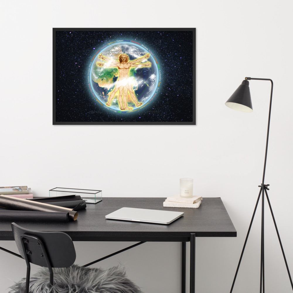 Vitruvian Earth on Premium Luster Photo Paper Poster - Framed