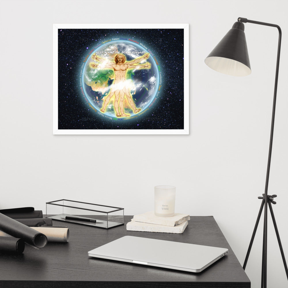 Vitruvian Earth on Premium Luster Photo Paper Poster - Framed