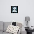 Word Clouds To Keep Moving The World Forward Through Black And Blue on Premium Luster Photo Paper Poster - Framed