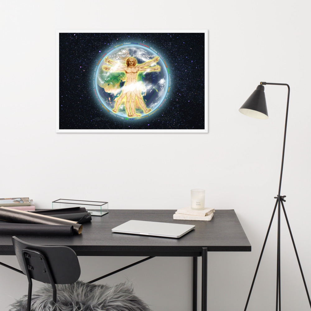 Vitruvian Earth on Premium Luster Photo Paper Poster - Framed