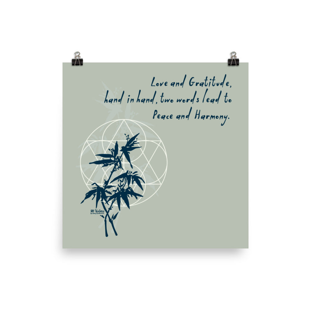 Love Gratitude Peace Harmony Haiku With Bamboo on Premium Luster Photo Paper Poster