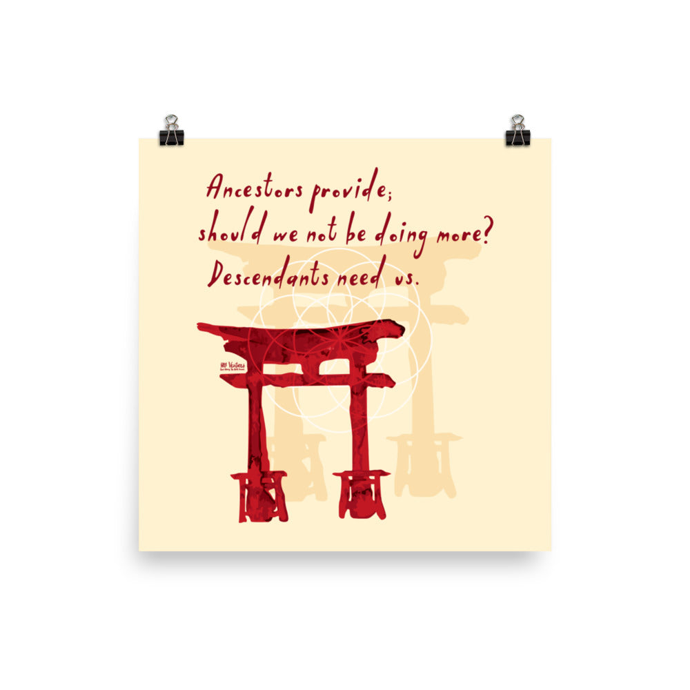 Descendants Need Ancestors Haiku With Pagoda on Premium Luster Photo Paper Poster