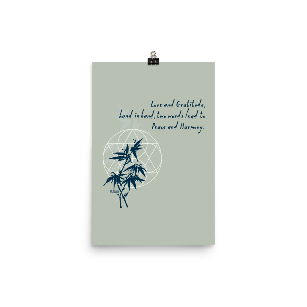 Love Gratitude Peace Harmony Haiku With Bamboo on Premium Luster Photo Paper Poster