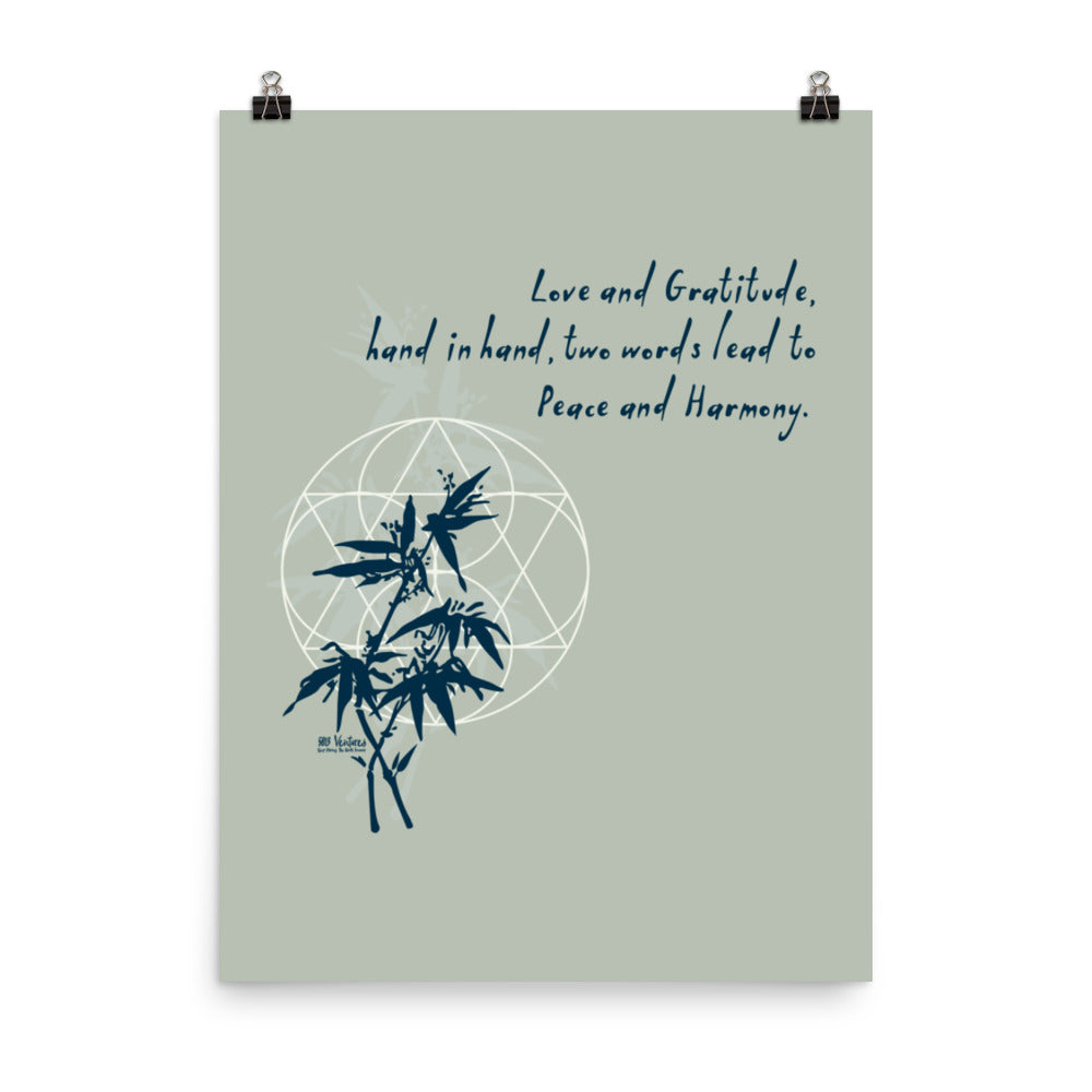 Love Gratitude Peace Harmony Haiku With Bamboo on Premium Luster Photo Paper Poster