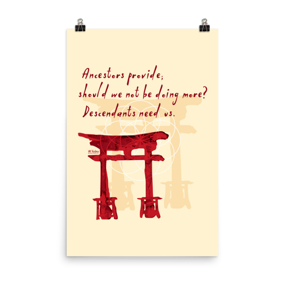 Descendants Need Ancestors Haiku With Pagoda on Premium Luster Photo Paper Poster