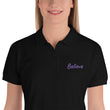 Believe In Amethyst Embroidery on Women's Polo Shirt