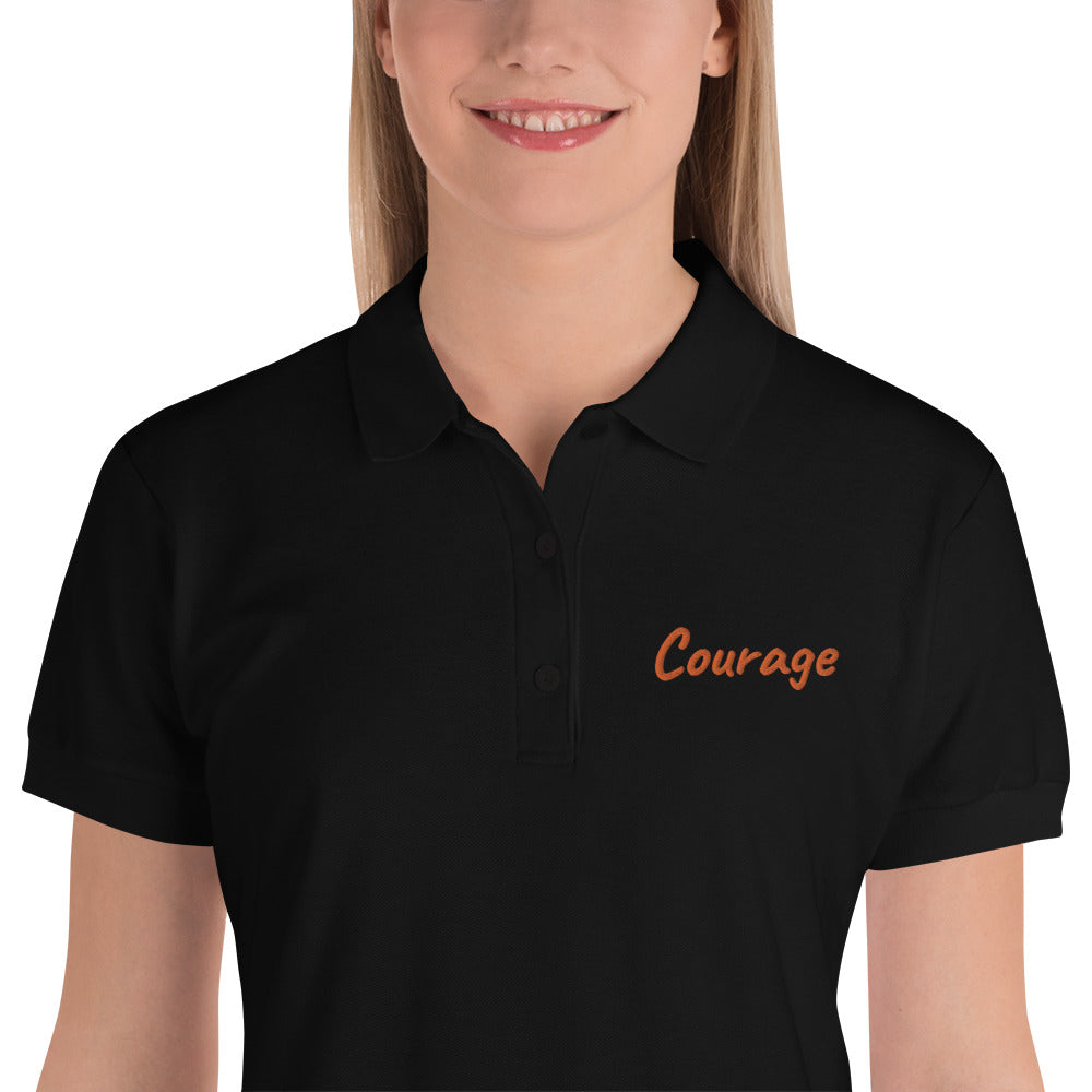 Courage In Amber Embroidery on Women's Polo Shirt