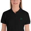 Joy In Emerald Embroidery on Women's Polo Shirt