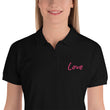 Love In Star Rose Quartz Embroidery on Women's Polo Shirt