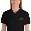 Listen In Copper Embroidery on Women's Polo Shirt