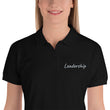 Leadership In Silver Embroidery on Women's Polo Shirt