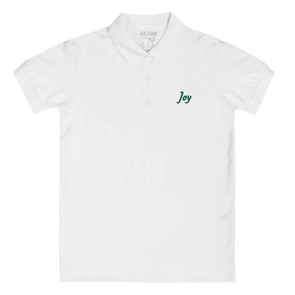 Joy In Emerald Embroidery on Women's Polo Shirt