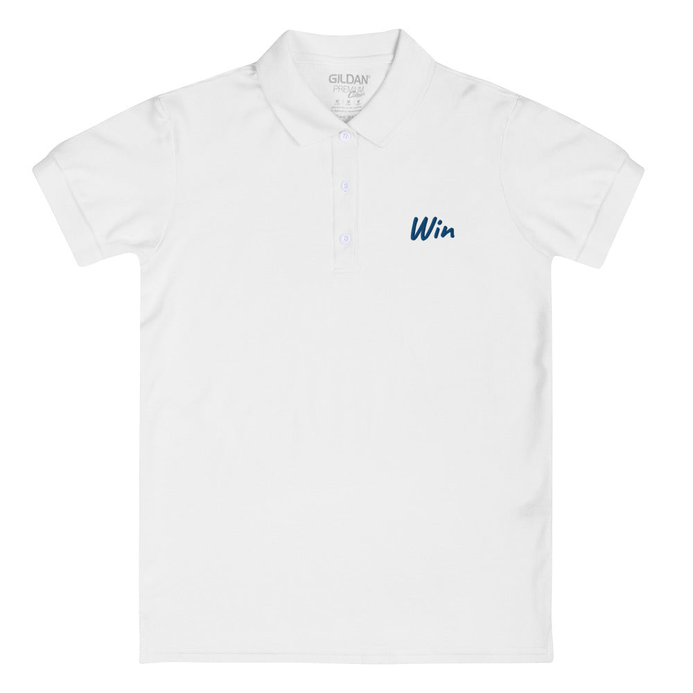 Win In Sapphire Embroidery on Women's Polo Shirt