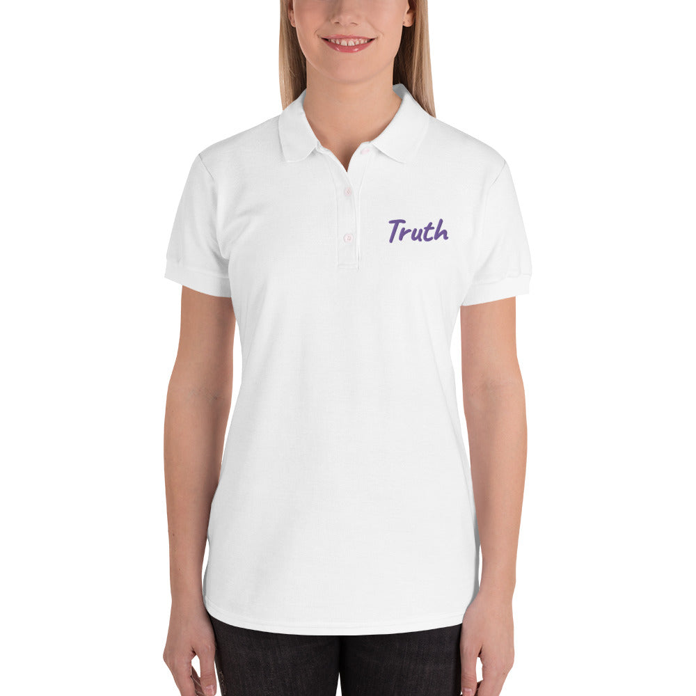 Truth In Amethyst Embroidery on Women's Polo Shirt